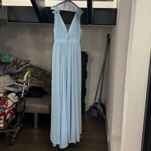 IEENA for Mac Duggal Light Blue Pleated Halter Gown | Size 4